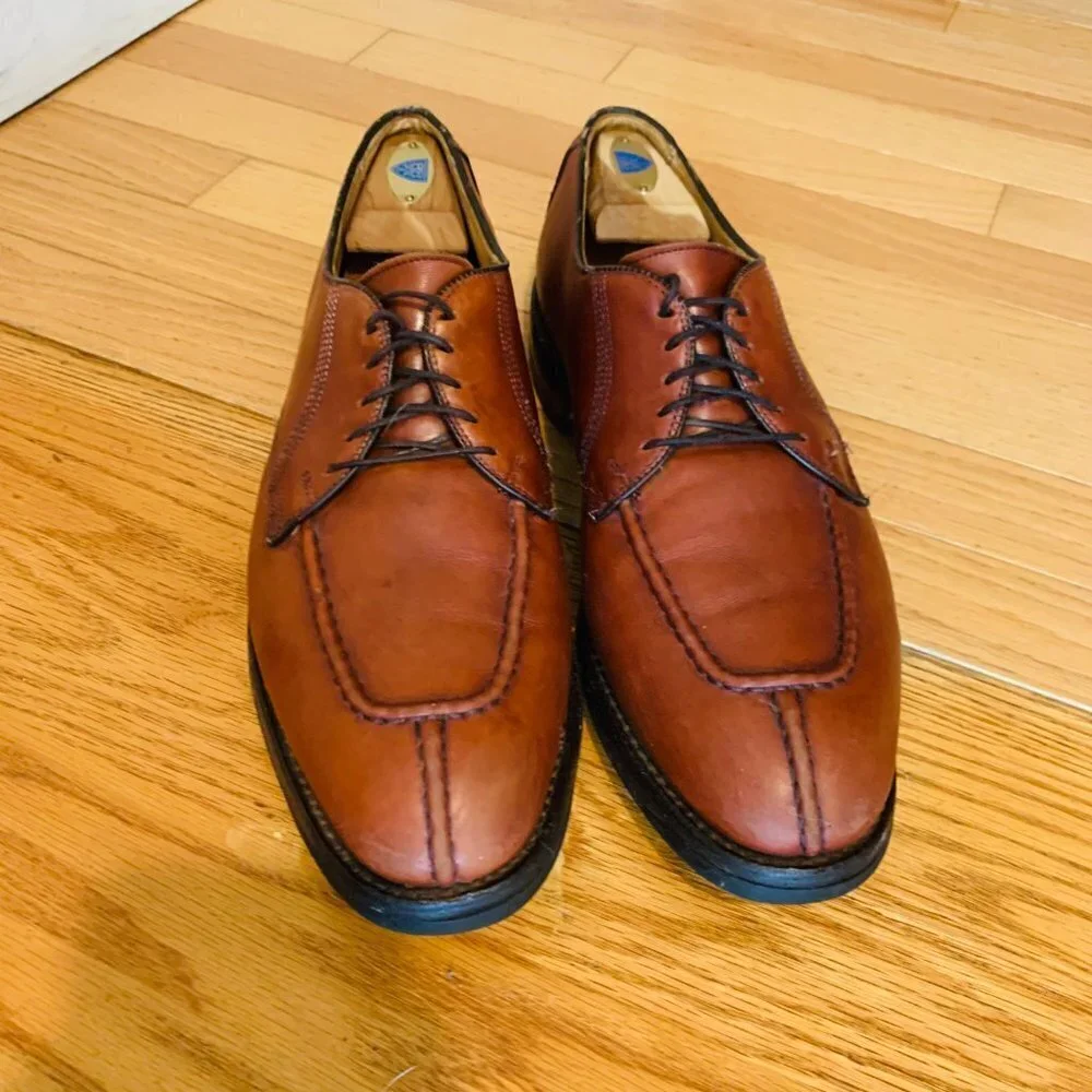 Allen Edmonds Dellwood Brown Leather Split Toe Oxfords Lace Up Men's Shoes 11